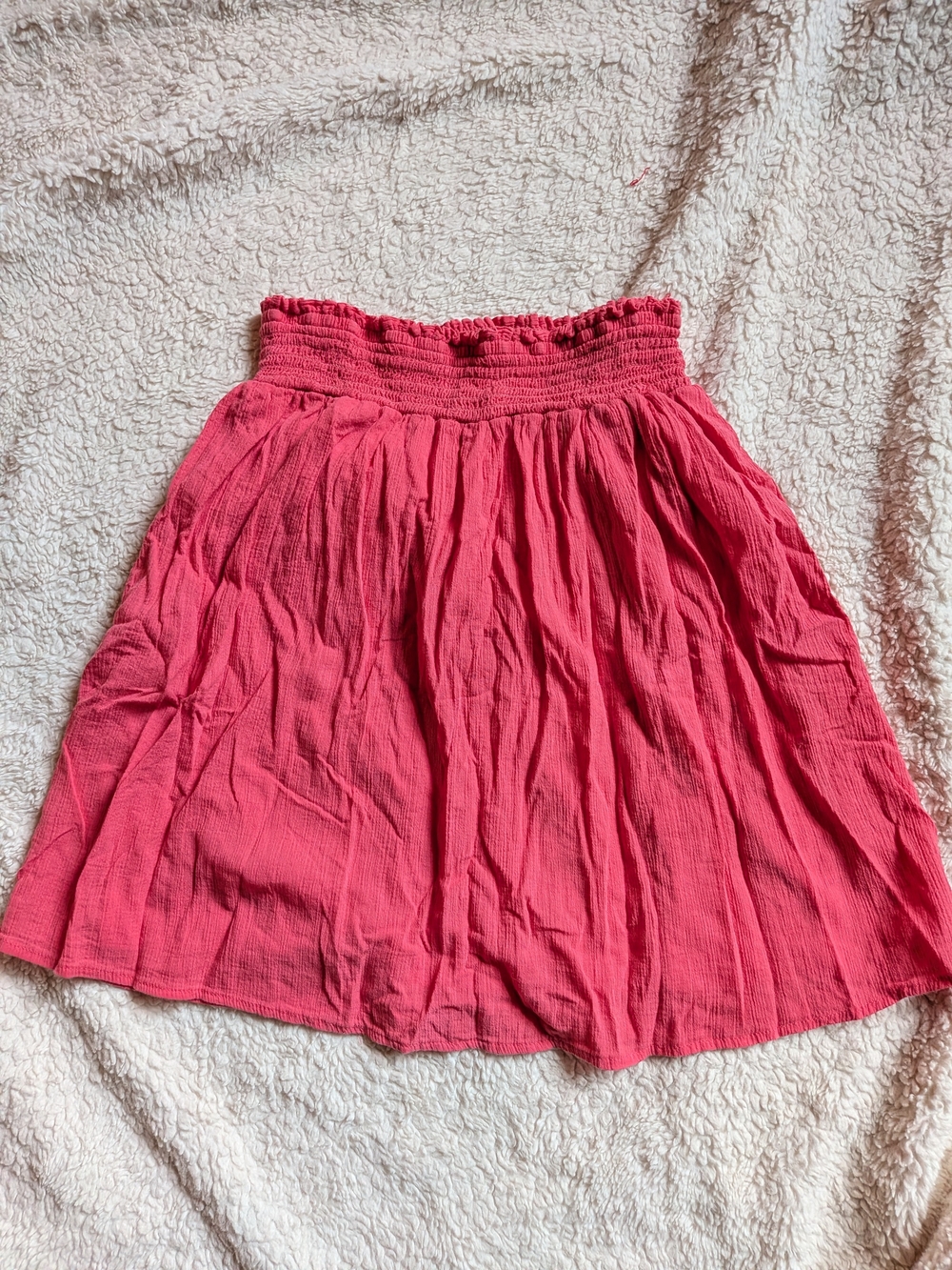 Faded Glory Coral Pink Smocked Waist Circle Skirt